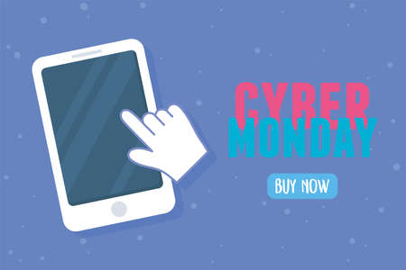 cyber monday, smartphone click buy now button vector illustrationのイラスト素材