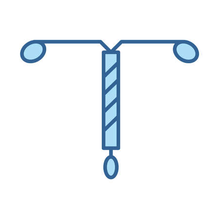sexual health, contraception female iud vector illustration line fill blue iconのイラスト素材