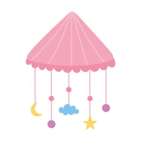 baby crib mobile decoration isolated icon style vector illustrationのイラスト素材