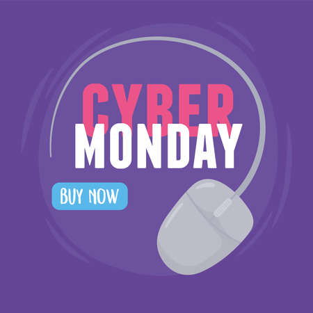 cyber monday, buy now button click card vector illustrationのイラスト素材