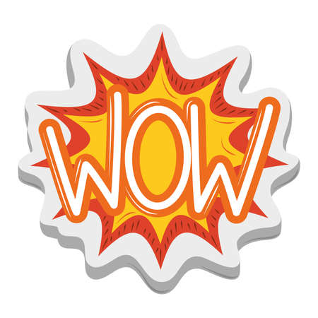 wow explosion comic sticker funny cartoon design vector illustration vector illustrationのイラスト素材