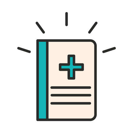 vaccine research science book medical equipment vector illustration line and fill iconのイラスト素材