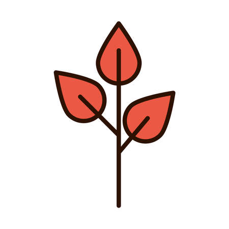 branch leaves foliage nature vector illustration line fill iconのイラスト素材