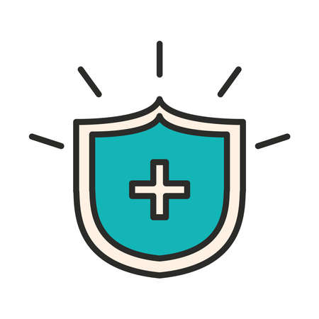 vaccine research science medical shield protection vector illustration line and fill iconのイラスト素材