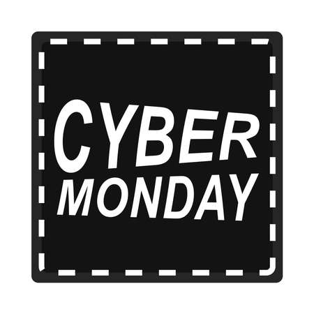 cyber monday, black sticker lettering electronic event vector illustrationのイラスト素材