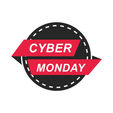cyber monday, sticker text ribbon promotion template vector illustrationのイラスト素材