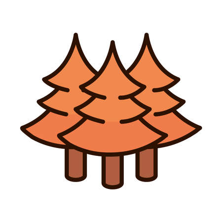 trees forest nature foliage vector illustration line fill iconのイラスト素材