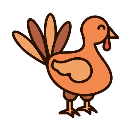 cartoon turkey bird poultry vector illustration line fill iconのイラスト素材