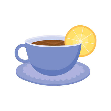 tea, teacup with slice lime beverage vector illustration isolated designのイラスト素材