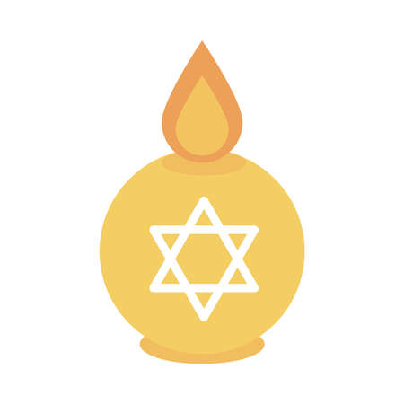 hanukkah, burning candle with star of david celebration flat icon vector illustrationのイラスト素材