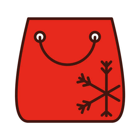 happy merry christmas, shopping bag with snwflake vector illustration line fill iconのイラスト素材
