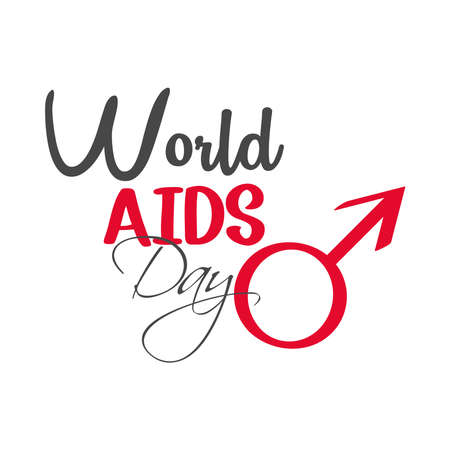 world aids day, handwritten text and female gender sign vector illustrationのイラスト素材