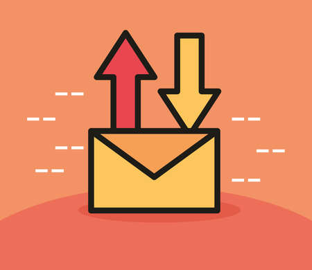 user interface, email upload and download data icons linear and fill style vector illustrationのイラスト素材