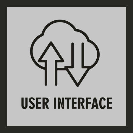 user interface, cloud computing upload and download data storage linear style vector illustrationのイラスト素材