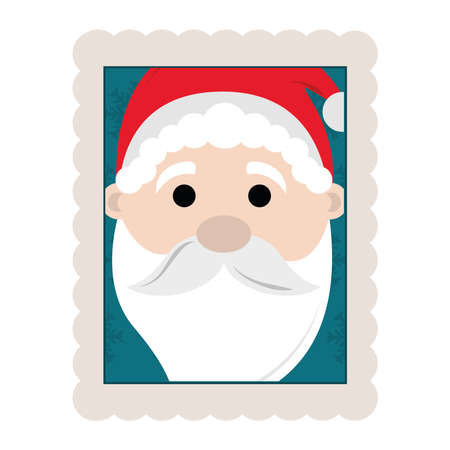 merry christmas cute santa face decoration stamp icon vector illustrationのイラスト素材