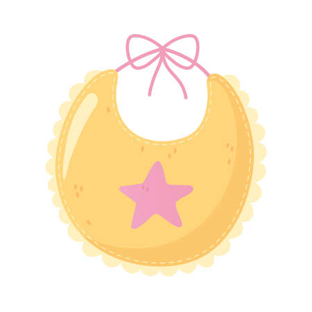 baby shower, yellow bib with star decoration clothes vector illustrationのイラスト素材