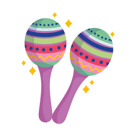 mexican traditional instrument maracas, mexico culture vector illustrationのイラスト素材