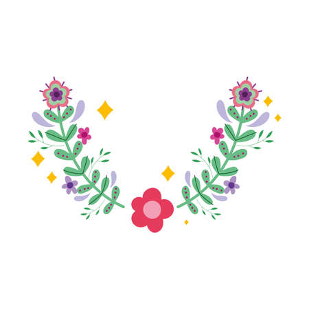 flowers branch leaves foliage nature vector illustrationのイラスト素材