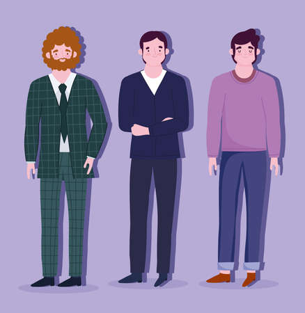 business men employees standing cartoon character vector illustrationのイラスト素材