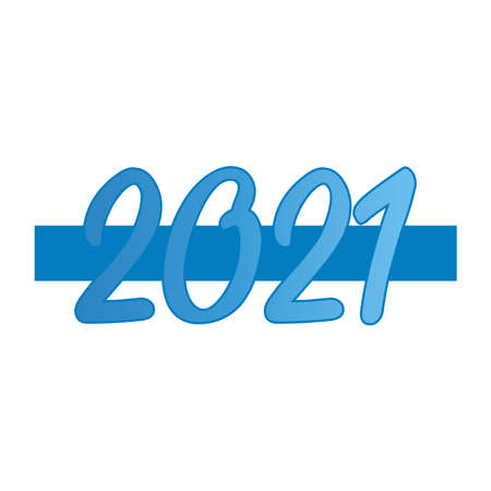 2021 new year, blue numbers celebration banner vector illustrationのイラスト素材