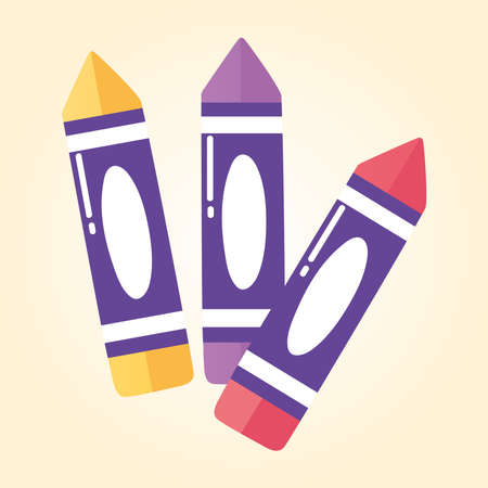 education crayons color school elementary cartoon icon vector illustrationのイラスト素材
