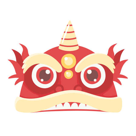 chinese dragon cartoon character icon vector illustrationのイラスト素材
