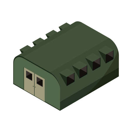 military barracks base camp isometric icon vector illustrationのイラスト素材