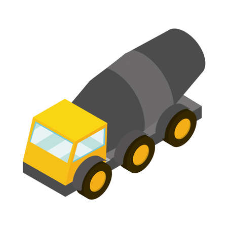 construction concrete mixer truck isometric vector illustrationのイラスト素材