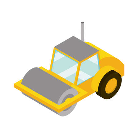 construction road roller truck machine isometric vector illustrationのイラスト素材