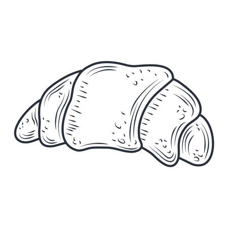 baked croissant icon sketch isolated on white vector illustrationのイラスト素材