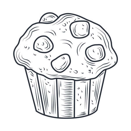 baked muffin icon sketch isolated on white vector illustrationのイラスト素材