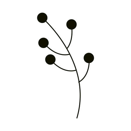 leaves silhouette icon style, branch berries nature vector illustrationのイラスト素材
