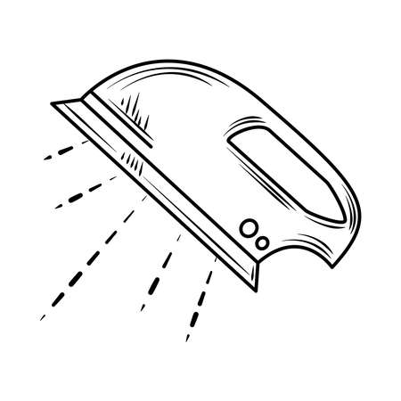 laundry hot ironing appliance vector illustration line style iconのイラスト素材