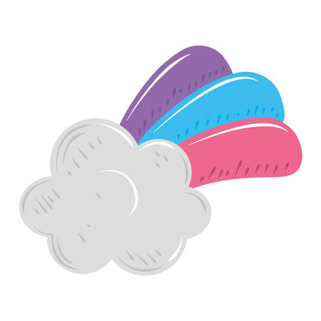 cute rainbow cloud cartoon decoration icon vector illustrationのイラスト素材