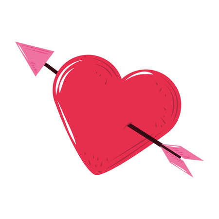 cute heart pierced arrow lovely cartoon decoration icon vector illustrationのイラスト素材