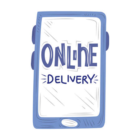new normal, smartphone app online delivery, after coronavirus covid 19 vector illustrationのイラスト素材