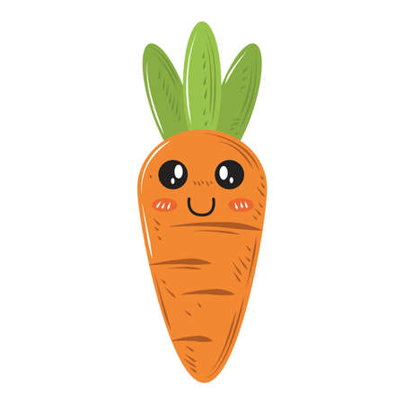 cute kawaii carrot vegetable food vector illustrationのイラスト素材