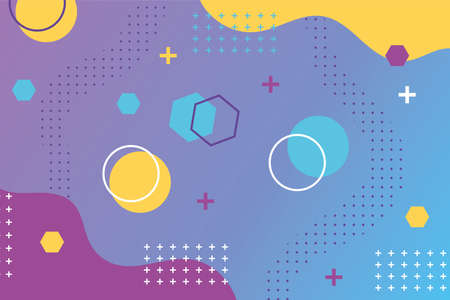 abstract geometric graphic design memphis 80s 90s style banner vector illustrationのイラスト素材