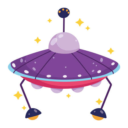 UFO space galaxy astronomy in cartoon style vector illustrationのイラスト素材