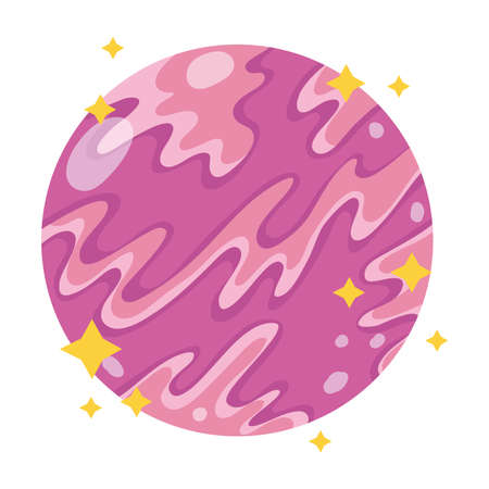 planet venus space galaxy astronomy in cartoon style vector illustrationのイラスト素材