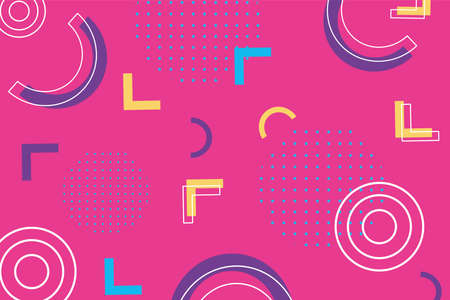 elements composition geometric memphis 80s 90s style abstract pink background vector illustration