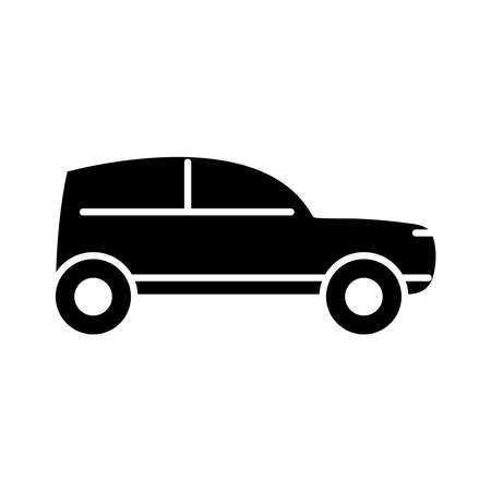 coupe car transport, side view silhouette icon isolated on white background vector illustrationのイラスト素材