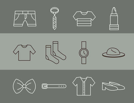clothes and accessories icons set belt skirt necktie and shirt vector illustrationのイラスト素材