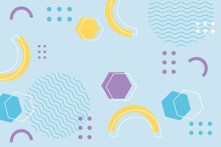 memphis shapes hexagon geometric 80s 90s style abstract background vector illustration