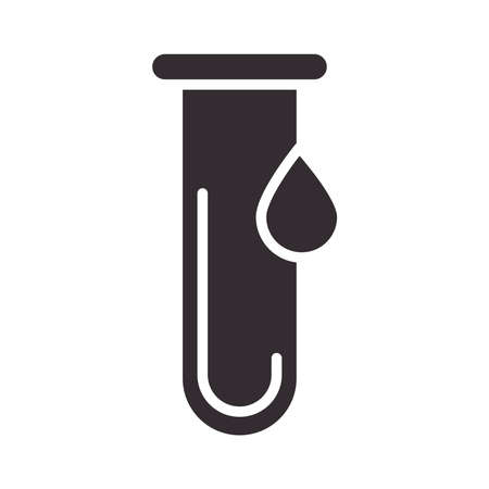 biology laboratory test tube fluid science element silhouette icon style vector illustrationのイラスト素材