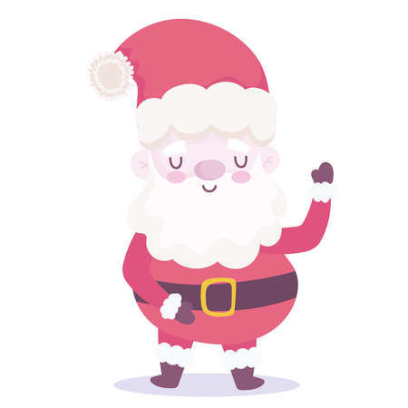 merry christmas, cute santa claus cartoon icon design vector illustrationのイラスト素材
