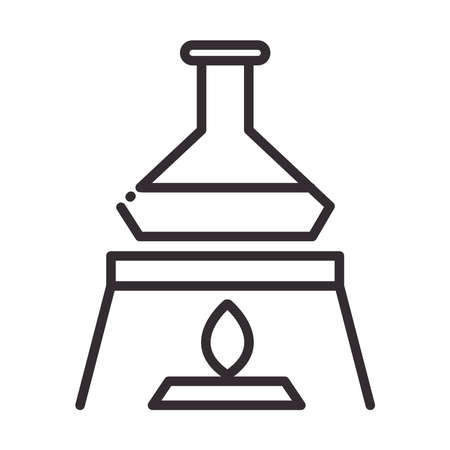 biology beaker on burner science element line icon style vector illustrationのイラスト素材