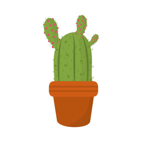 cactus in pot plant decoration interior vector illustration isolated iconのイラスト素材