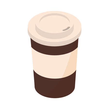 takeaway coffee cup brewing isometric icon design vector illustrationのイラスト素材