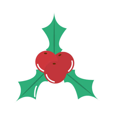 merry christmas, holly berry decoration vector illustration cartoon flat iconのイラスト素材